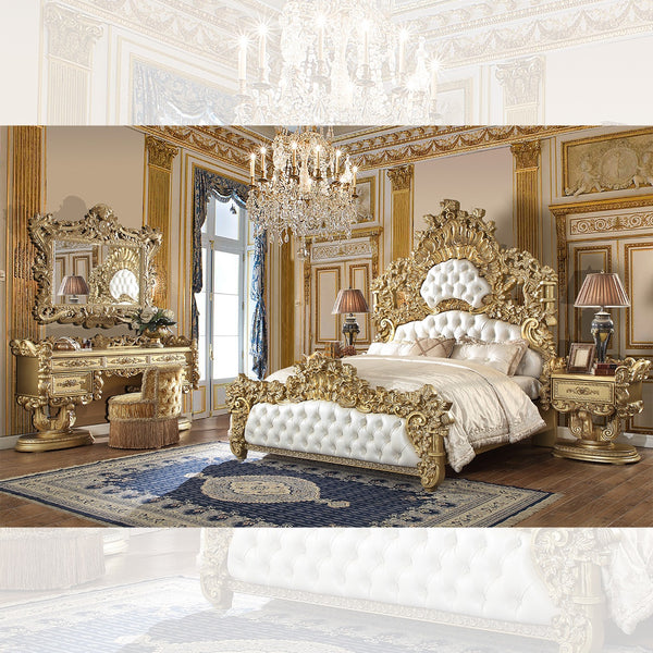 HD-8086 Metallic Gold 5-Piece Bedroom Set