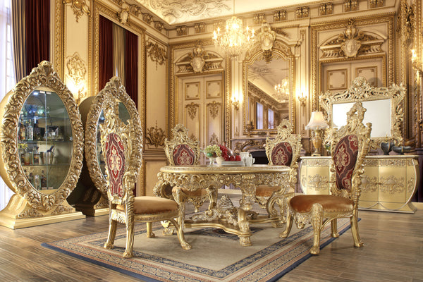HD-8086 Metallic Gold 5-Piece Dining Table Set