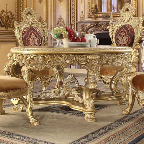 HD-8086 Metallic Gold 5-Piece Dining Table Set from Homey Design - Luna Furniture