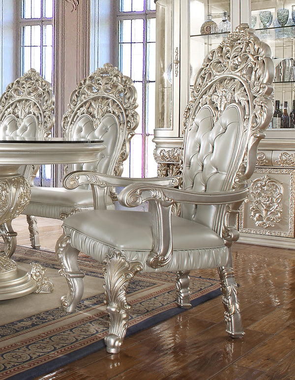 HD-8088 Metallic Silver/Gold Highlights Arm Chair