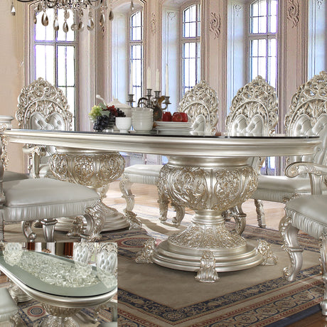 HD-8088 Metallic Silver/Gold Highlights 7-Piece Dining Room Set from Homey Design - Luna Furniture