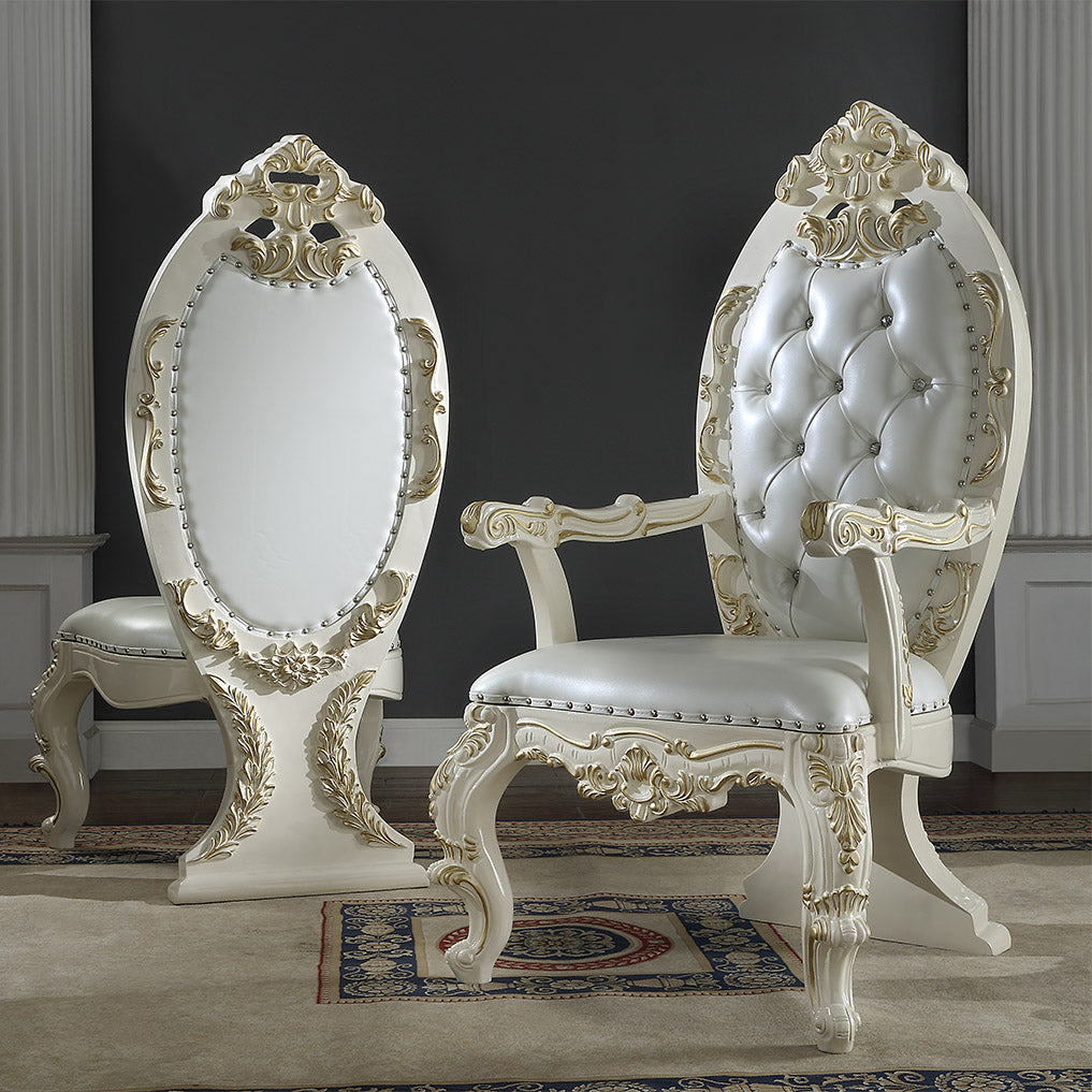 HD-8091 White Gloss/Gold Brush Highlights Arm Chair from Homey Design - Luna Furniture