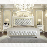 HD-8091 White Gloss/Gold Brush Highlights 3-Piece Eastern King Set Bed + 2 Nightstands from Homey Design - Luna Furniture