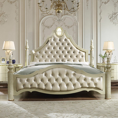 HD-8092 Satin Gold Eastern King Bed from Homey Design - Luna Furniture