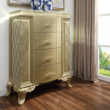 HD-8092 Satin Gold Chest from Homey Design - Luna Furniture
