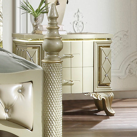 HD-8092 Satin Gold 5-Piece Bedroom Set from Homey Design - Luna Furniture