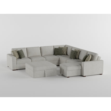 Isla Beige 3-Piece Sectional with Reversible Chaises, Pull-out Bed and Hidden Storage, Click Motion Back from Homelegance - Luna Furniture