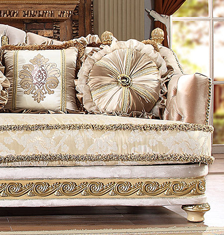 HD-814 Metallic Bright Gold Loveseat from Homey Design - Luna Furniture
