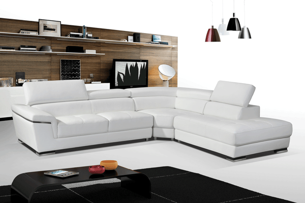 2383 White Top-grain Leather RAF Sectional