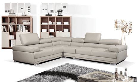 2119 Gray 4-Piece Top-Grain Leather Sectional from ESF Furniture - Luna Furniture