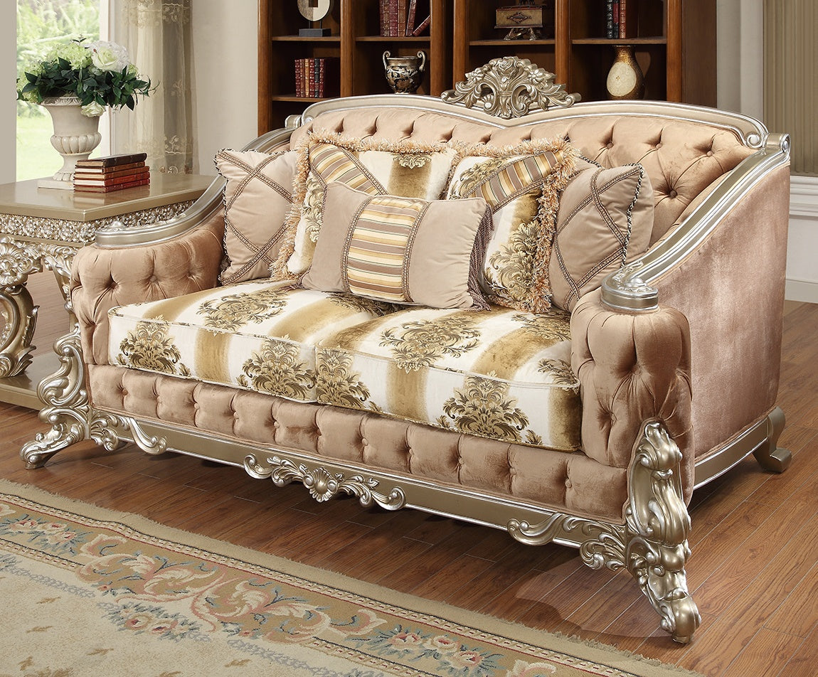 HD-820 Belle Silver Loveseat from Homey Design - Luna Furniture