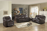 Aram Dark Brown Faux Leather Sofa and Loveseat from Homelegance - Luna Furniture