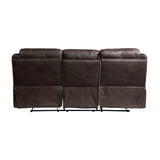 Aram Dark Brown Faux Leather Double Glider Reclining Loveseat with Center Console, Receptacles and USB Ports from Homelegance - Luna Furniture