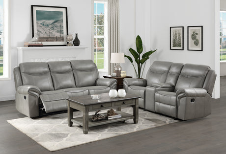 Aram Gray Faux Leather Sofa and Loveseat from Homelegance - Luna Furniture