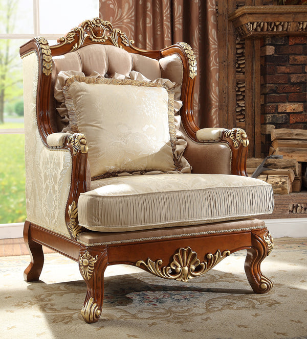 HD-821 Rich Brown/Metallic Bright Gold Accent Chair
