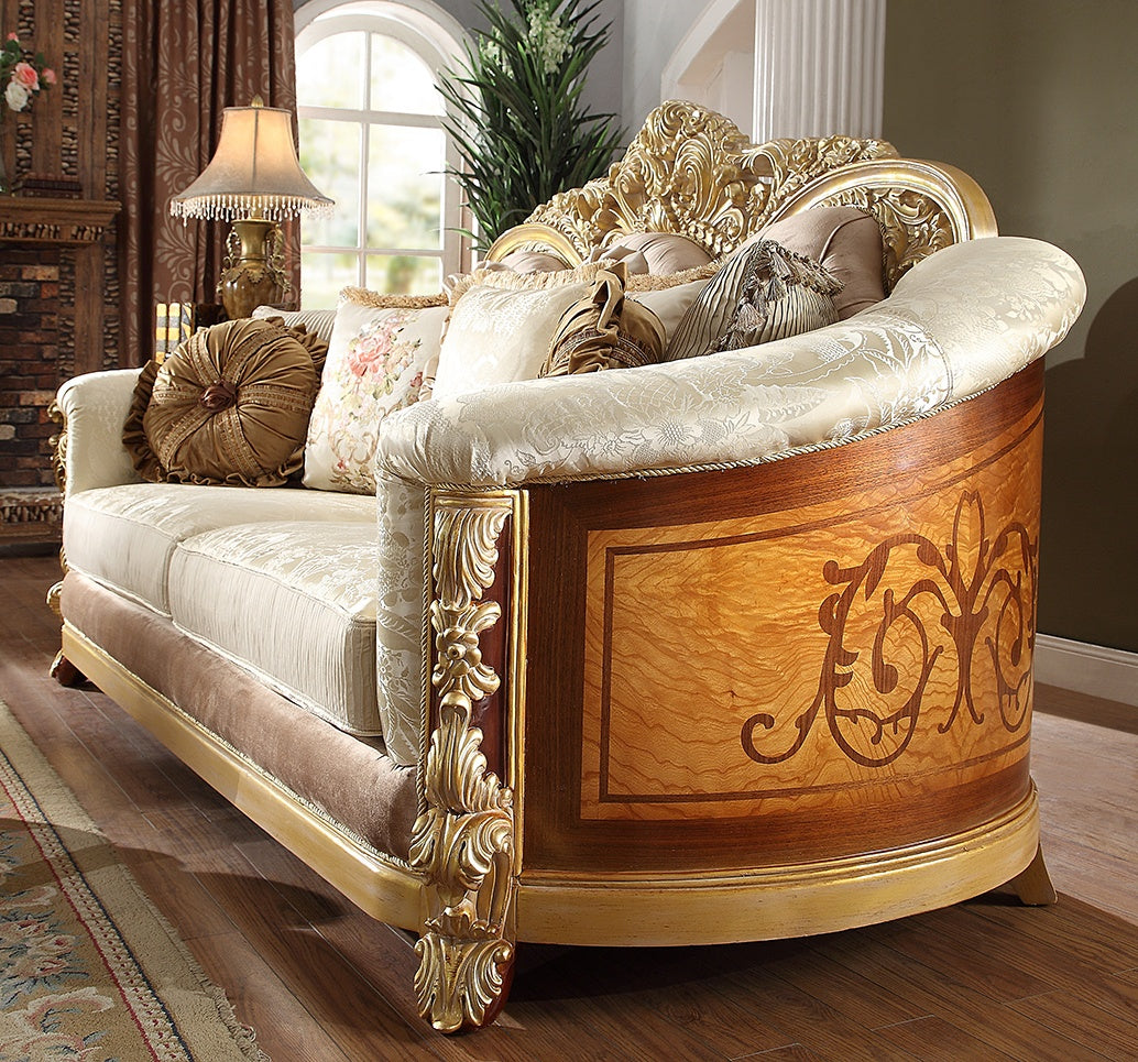 HD-821 Rich Brown/Metallic Bright Gold Accent Loveseat from Homey Design - Luna Furniture