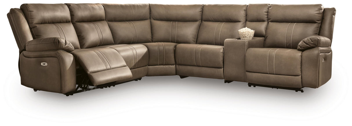 Max-Momentum Biscotti 6-Piece Power Reclining Sectional with Audio Console from Ashley Furniture - Luna Furniture