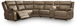 Max-Momentum Biscotti 6-Piece Power Reclining Sectional with Audio Console from Ashley Furniture - Luna Furniture