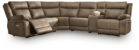 Max-Momentum Biscotti 6-Piece Power Reclining Sectional with Audio Console from Ashley - Luna Furniture