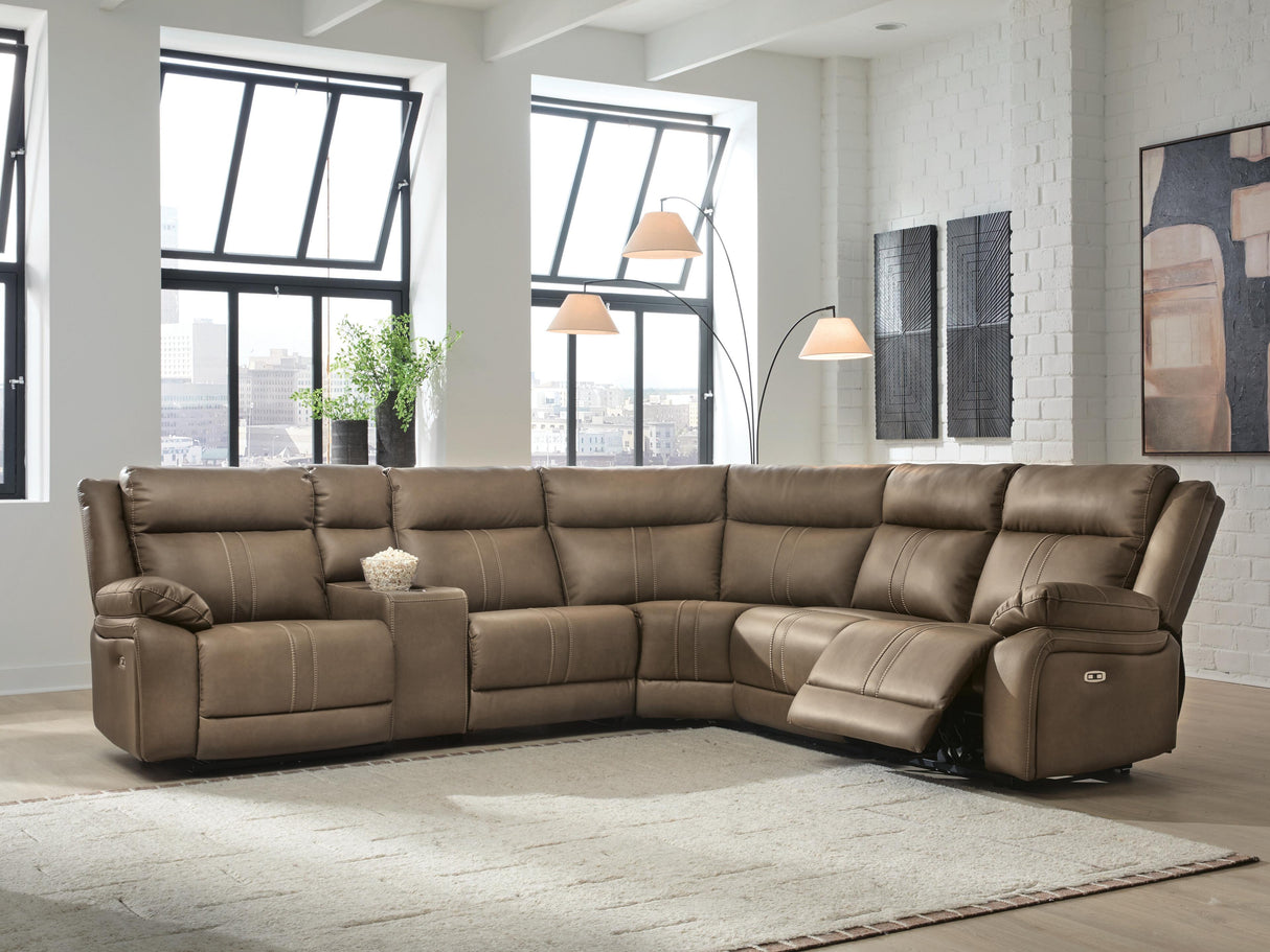 Max-Momentum Biscotti 6-Piece Power Reclining Sectional with Audio Console from Ashley Furniture - Luna Furniture