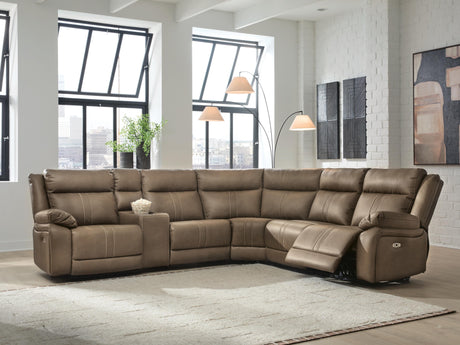 Max-Momentum Biscotti 6-Piece Power Reclining Sectional with Audio Console from Ashley Furniture - Luna Furniture