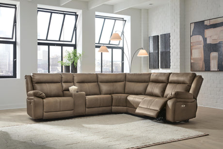 Max-Momentum Biscotti 6-Piece Power Reclining Sectional with Audio Console from Ashley Furniture - Luna Furniture