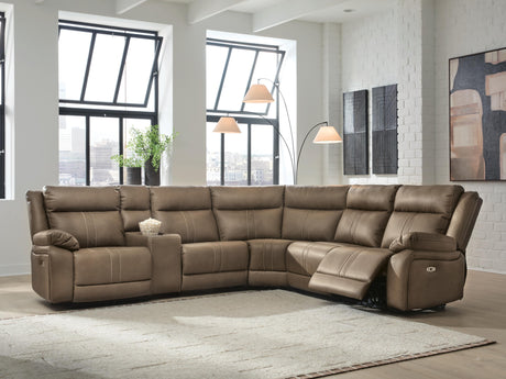 Max-Momentum Biscotti 6-Piece Power Reclining Sectional with Audio Console from Ashley Furniture - Luna Furniture