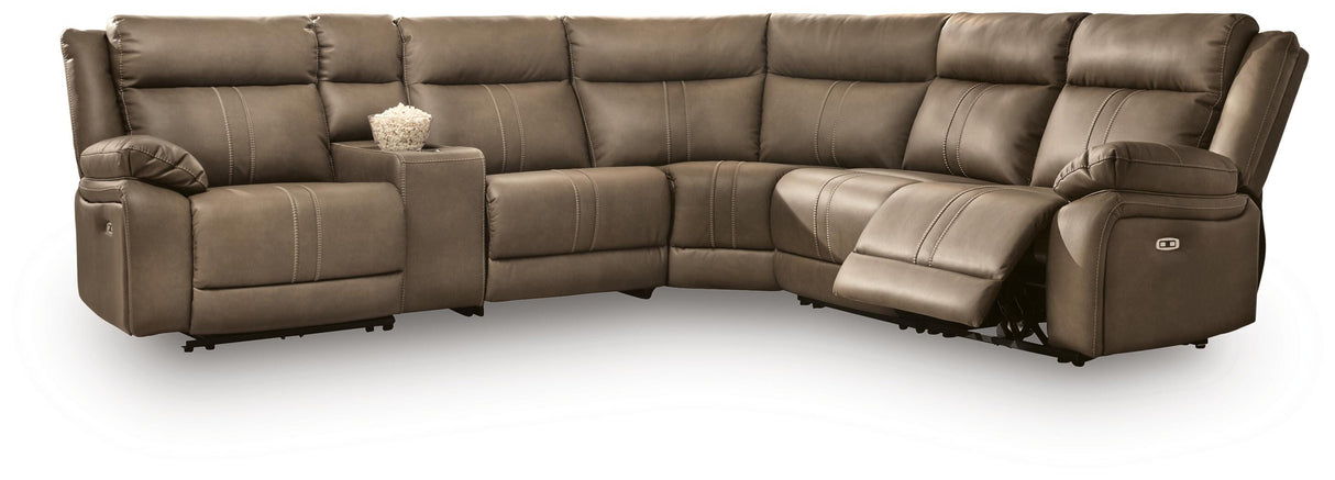 Max-Momentum Biscotti 6-Piece Power Reclining Sectional with Audio Console from Ashley Furniture - Luna Furniture
