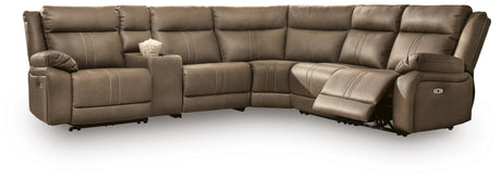 Max-Momentum Biscotti 6-Piece Power Reclining Sectional with Audio Console from Ashley - Luna Furniture