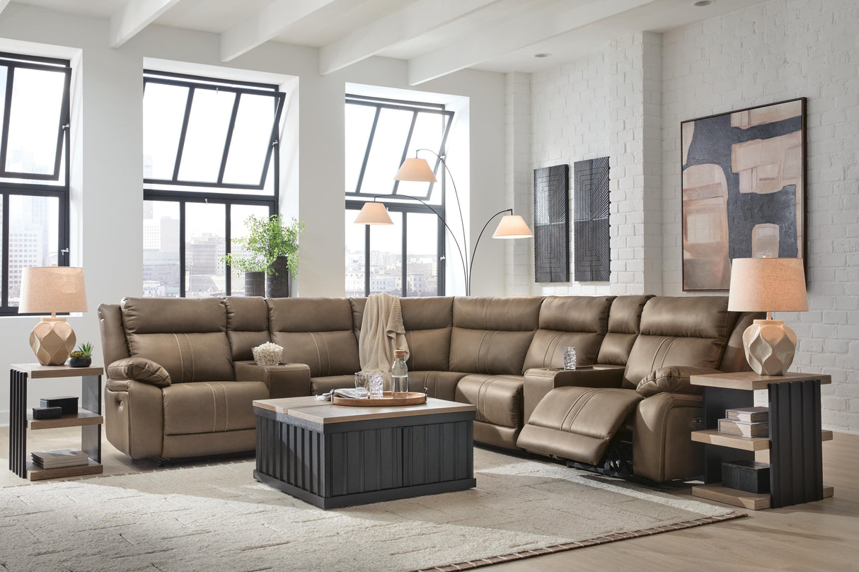 Max-Momentum Biscotti 7-Piece Power Reclining Sectional with Audio Consoles from Ashley Furniture - Luna Furniture