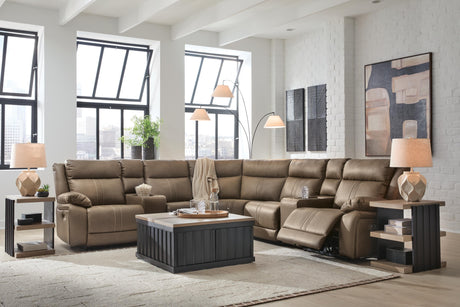 Max-Momentum Biscotti 7-Piece Power Reclining Sectional with Audio Consoles from Ashley Furniture - Luna Furniture