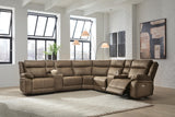 Max-Momentum Biscotti 7-Piece Power Reclining Sectional with Audio Consoles from Ashley - Luna Furniture