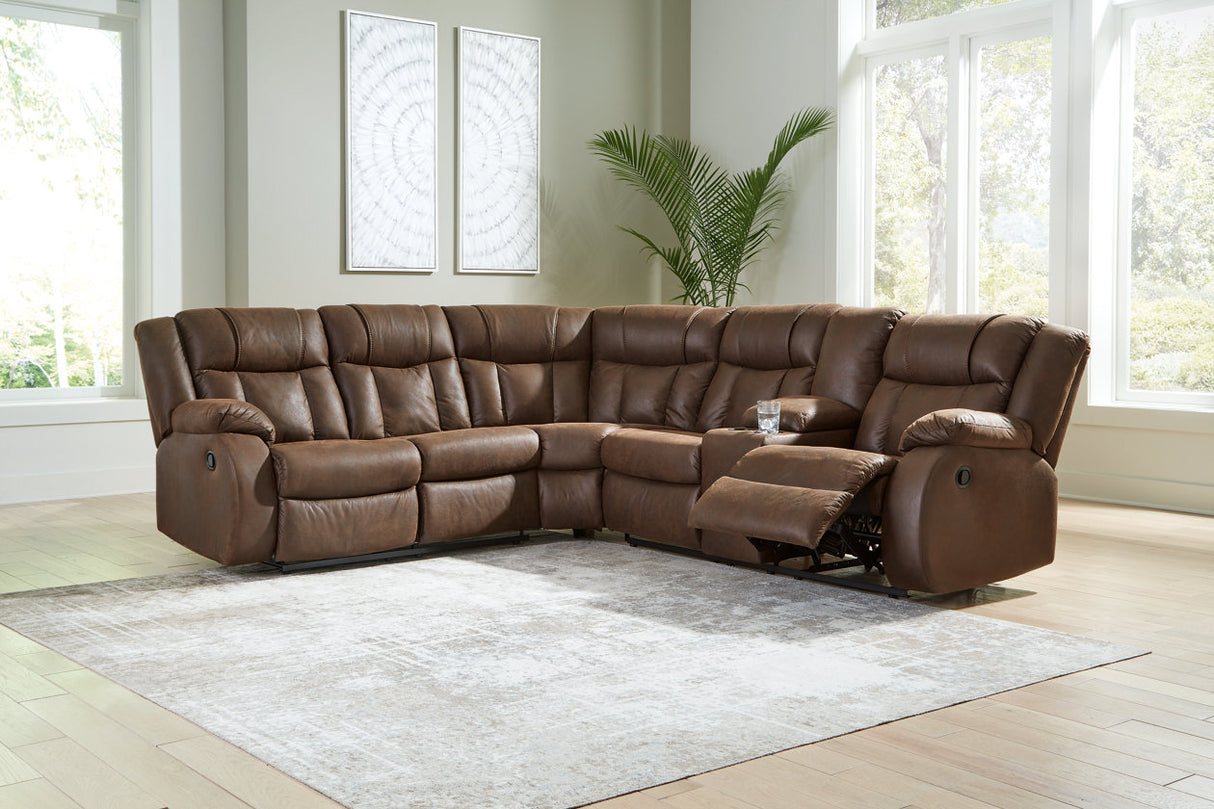 Trail Boys Walnut 2-Piece Reclining Sectional from Ashley - Luna Furniture