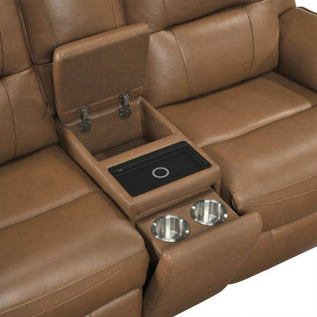 Haven Brown Power Double Reclining Set (Sofa & Loveseat) from Homelegance - Luna Furniture