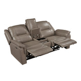 8301DTP-2PW Power Double Reclining Love Seat with Center Console, Hidden Arms Cup Holders, Charging Ports and Wireless Charger from Homelegance - Luna Furniture