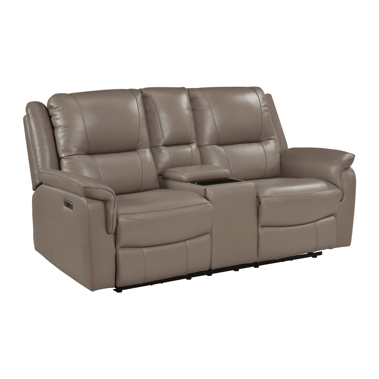 8301DTP-2PW Power Double Reclining Love Seat with Center Console, Hidden Arms Cup Holders, Charging Ports and Wireless Charger from Homelegance - Luna Furniture
