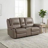 8301DTP-2PW Power Double Reclining Love Seat with Center Console, Hidden Arms Cup Holders, Charging Ports and Wireless Charger from Homelegance - Luna Furniture