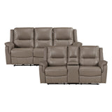8301DTP-2PW Power Double Reclining Love Seat with Center Console, Hidden Arms Cup Holders, Charging Ports and Wireless Charger from Homelegance - Luna Furniture