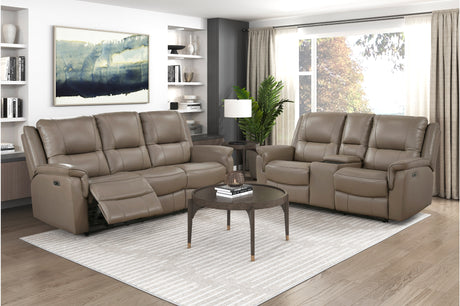 Haven Russet 2-Piece Power Reclining Set (Sofa & Loveseat) from Homelegance - Luna Furniture