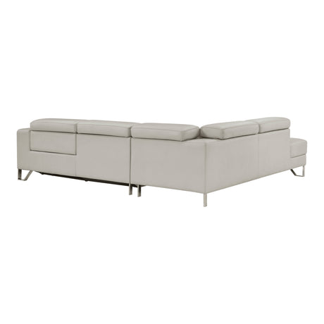 Ventura Light Gray Leather Left Side Chaise Sectional with Adjustable Headrests from Homelegance - Luna Furniture