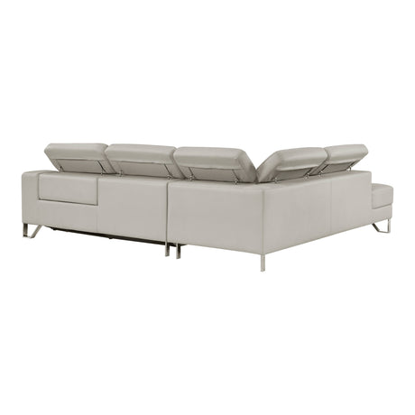 Ventura Light Gray Leather Left Side Chaise Sectional with Adjustable Headrests from Homelegance - Luna Furniture