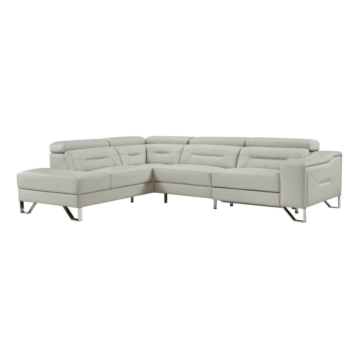 Ventura Light Gray Leather Left Side Chaise Sectional with Adjustable Headrests from Homelegance - Luna Furniture