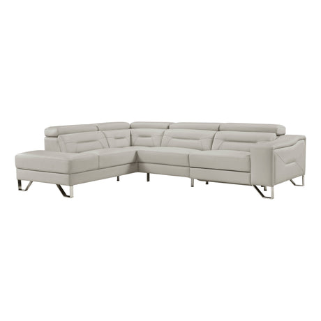 Ventura Light Gray Leather Left Side Chaise Sectional with Adjustable Headrests from Homelegance - Luna Furniture