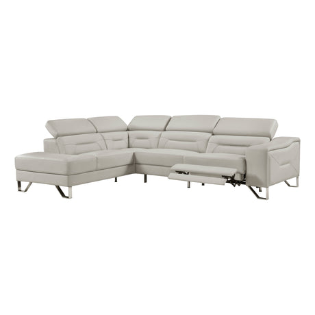 Ventura Light Gray Leather Left Side Chaise Sectional with Adjustable Headrests from Homelegance - Luna Furniture