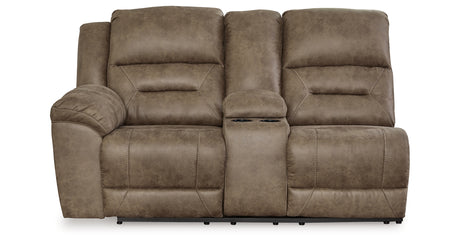 Ravenel Fossil Left-Arm Facing Power Reclining Loveseat with Console from Ashley - Luna Furniture