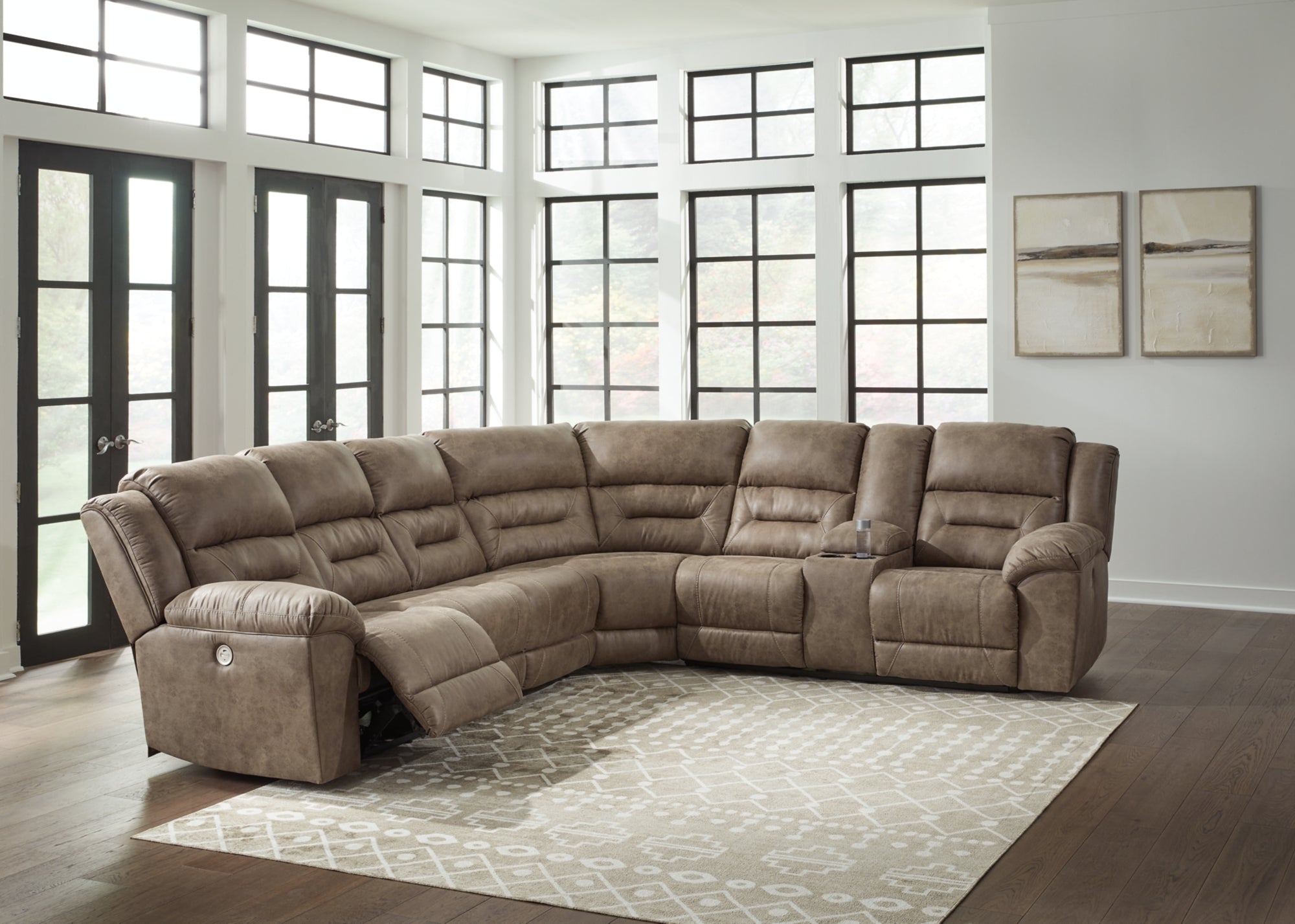 レオン Ravenel Fossil 4-Piece Power Reclining Sectional - 83106S4