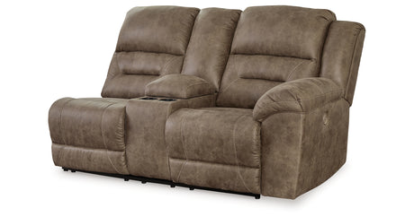 Ravenel Fossil Right-Arm Facing Power Reclining Loveseat with Console from Ashley - Luna Furniture
