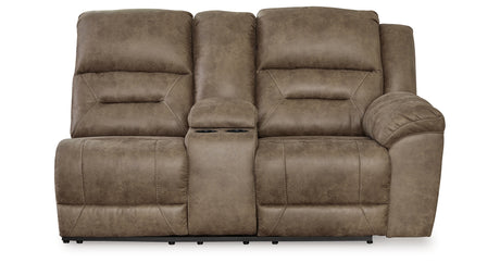 Ravenel Fossil Right-Arm Facing Power Reclining Loveseat with Console from Ashley - Luna Furniture