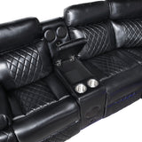 8315BLK*SCPW (3)3-Piece Power Reclining Sectional with Two Consoles, Speakers, Subwoofer, LED Lighting and Charging Port from Homelegance - Luna Furniture
