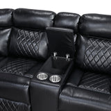 8315BLK*SCPW (3)3-Piece Power Reclining Sectional with Two Consoles, Speakers, Subwoofer, LED Lighting and Charging Port from Homelegance - Luna Furniture
